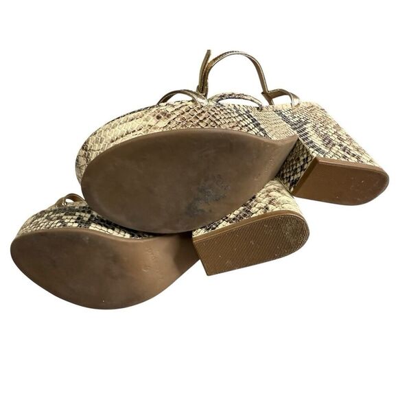 Kate Spade Venezia Snake Print Platform Sandals 7.5M Metallic Leather Italy - Picture 8 of 11